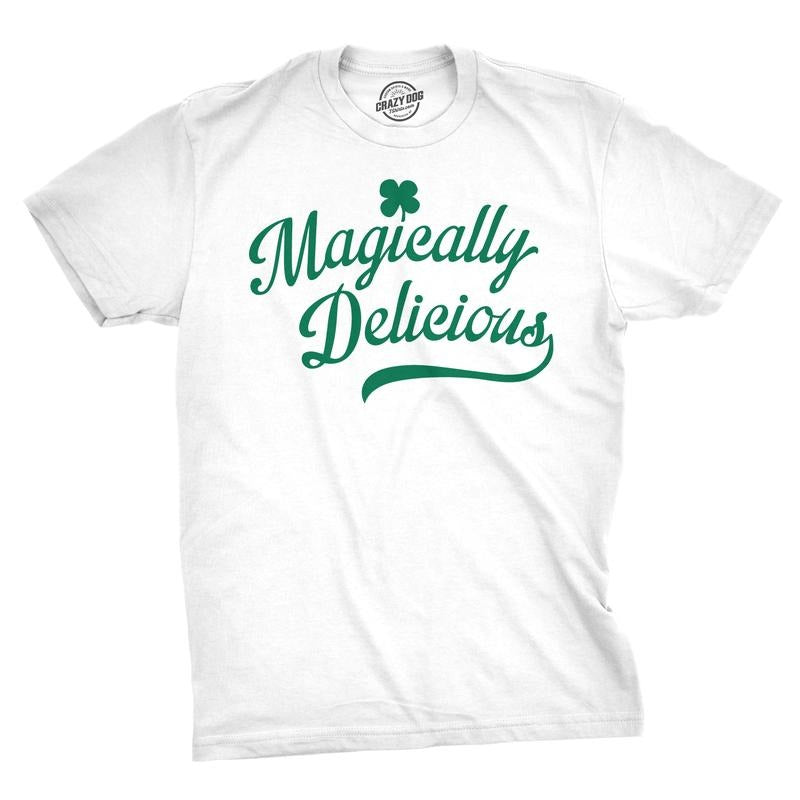 Mens Magically Delicious Funny Sarcastic St Patricks Day Saint Pattys Clover Mens Funny T Shirts Cool Tees Soft Stylish...