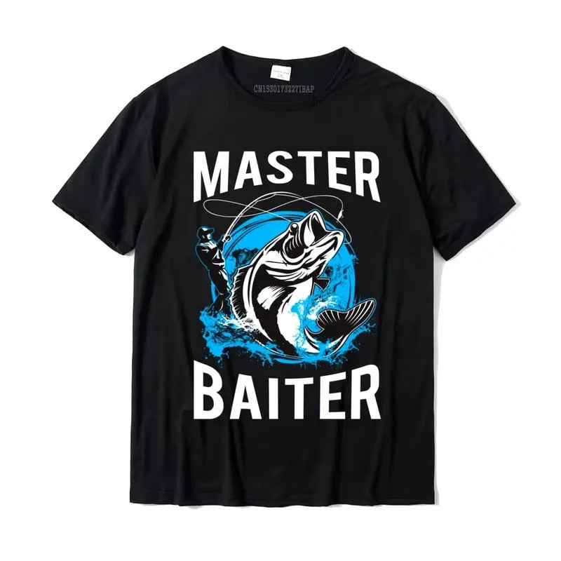 Mens Master Baiter Hoodie Funny Fishing Master Baiter Hoodie Camisas Casual Tops T Shirt For Male Cotton T Shirt Design...