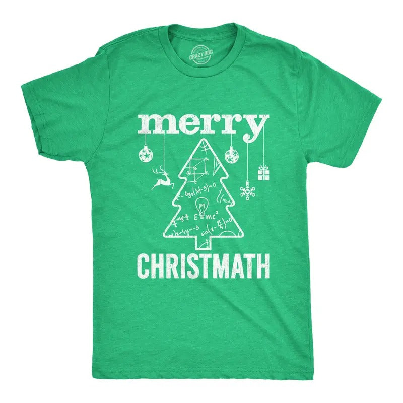 Mens Merry Christmath T Shirt Funny Christmas Tree Holiday Math Graphic Tee Mens Funny T Shirts Cool Tees Soft Stylish...