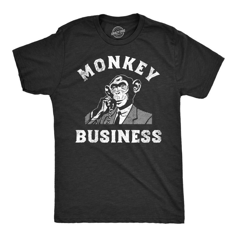 Mens Monkey Business T shirt Funny Primate Office Job Joke Tee for Guys Mens Funny T Shirts Cool Tees Soft Stylish Casual...