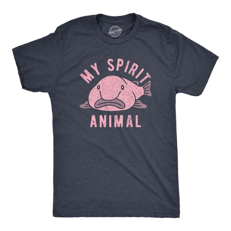Mens My Spirit Animal T Shirt Funny Ugly Blobfish Joke Tee for Guys Mens Funny T Shirts Cool Tees Soft Stylish Casual...