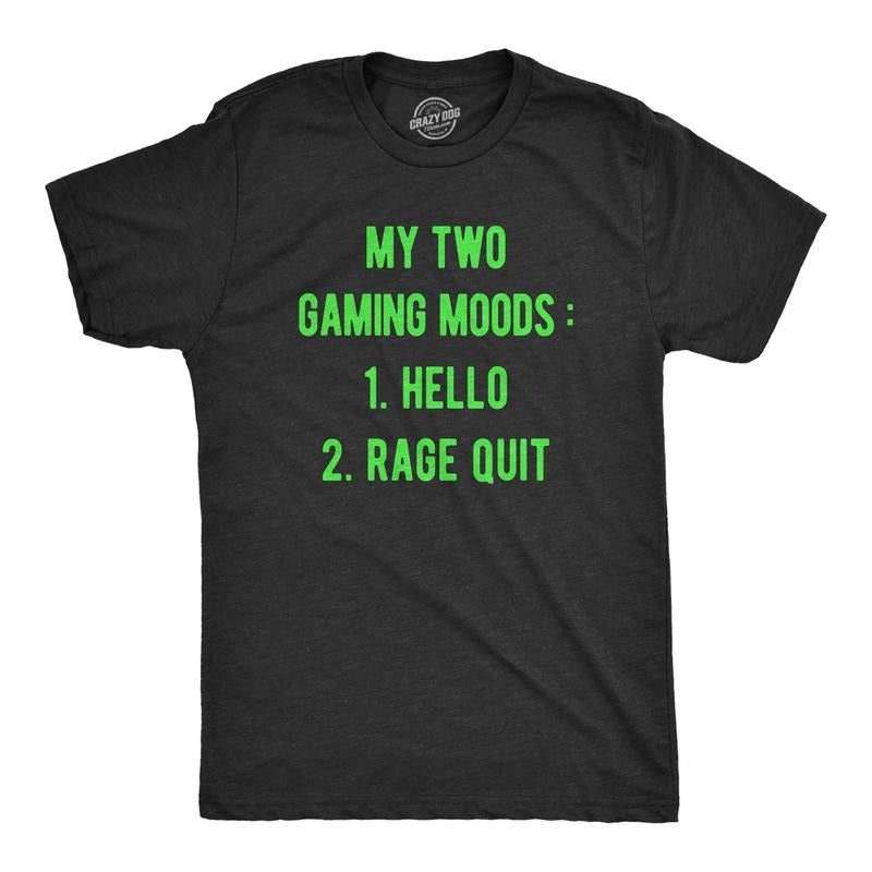 Mens My Two Gaming Moods T Shirt Funny Video Gamer Anger Joke Tee For Guys Mens Funny T Shirts Cool Tees Soft Stylish...