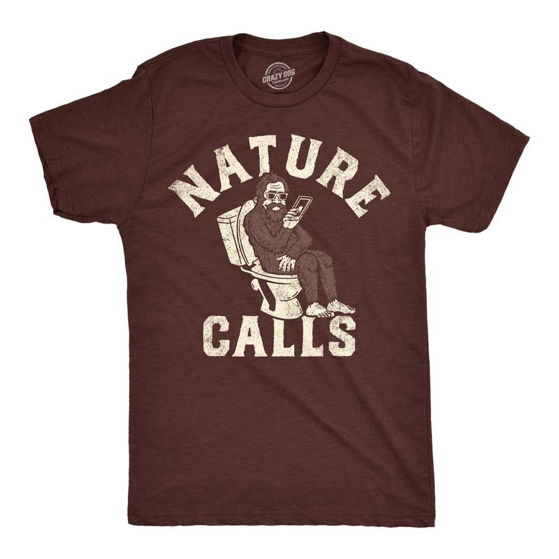 Mens Nature Calls Funny T Shirts Sarcastic Tee Toilet Novelty Shirt for Men Mens Funny T Shirts Cool Tees Soft Stylish...