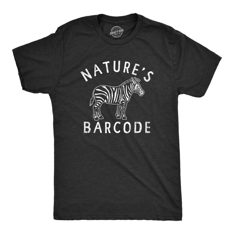 Mens Natures Barcode T Shirt Funny Zebra Stripes Joke Tee For Guys Mens Funny T Shirts Cool Tees Soft Stylish Casual...
