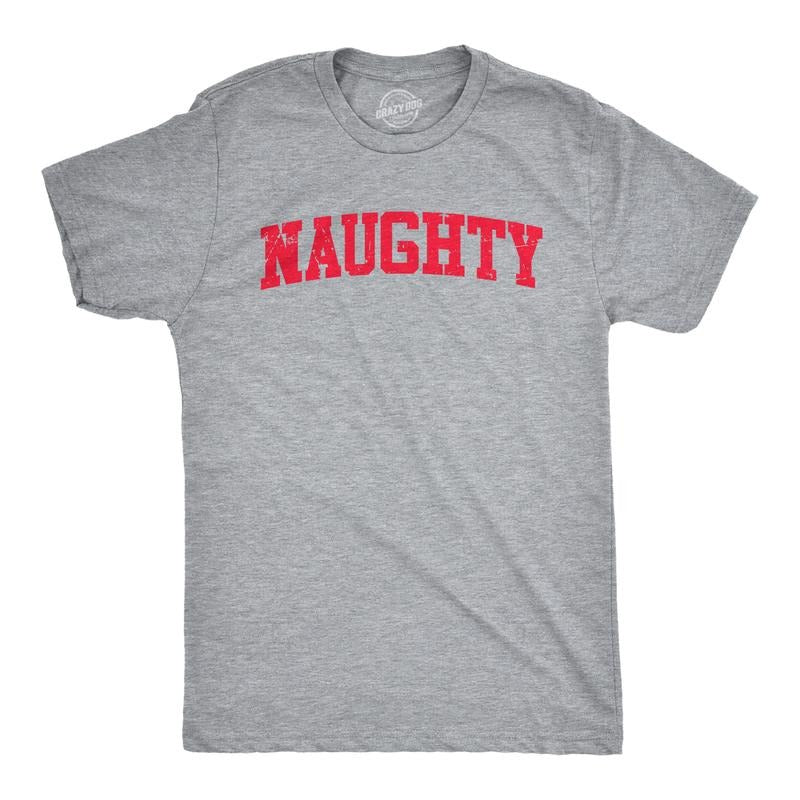 Mens Naughty T Shirt Funny Mischievous Xmas Spirit Lovers Tee For Guys Mens Funny T Shirts Cool Tees Soft Stylish Casual...