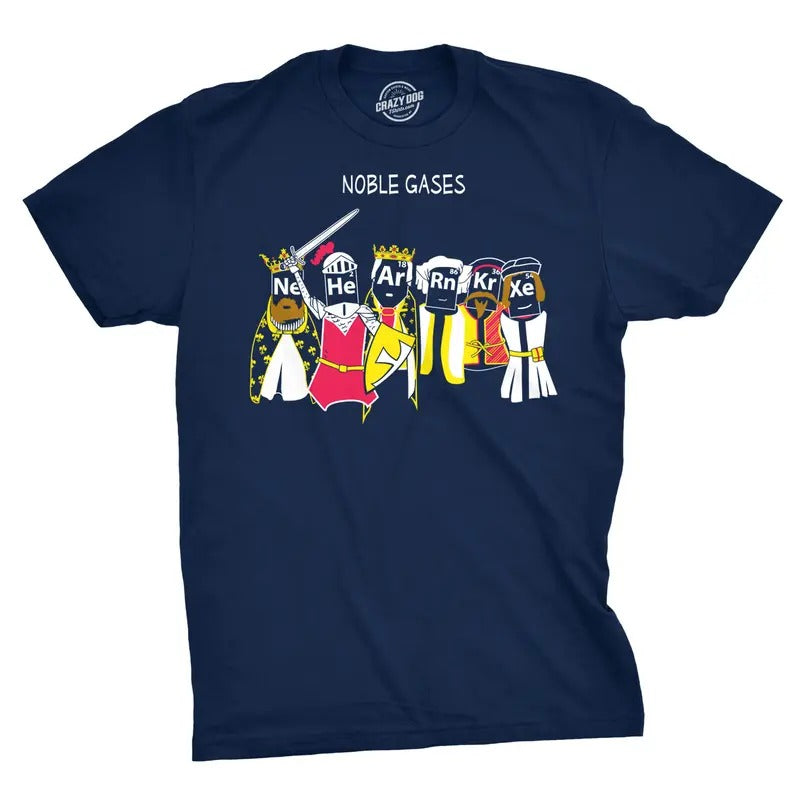 Mens Noble Gases Science T Shirt Funny Periodic Table Nerdy Graphic Tee Geeks Mens Funny T Shirts Cool Tees Soft Stylish...