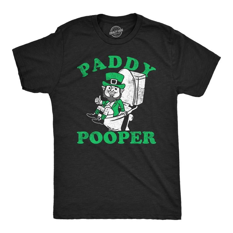 Mens Paddy Pooper T Shirt Funny St Pattys Day Party Toilet Joke Tee for Guys Mens Funny T Shirts Cool Tees Soft Stylish...