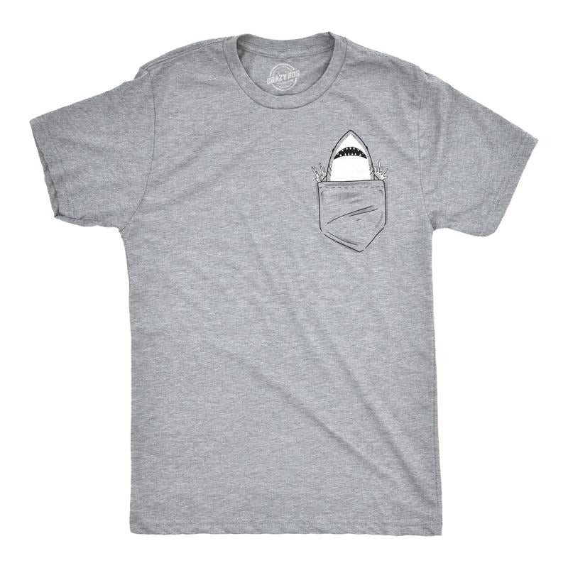Mens Pocket Shark Funny T shirts Printed Graphic Jaws Cool Novelty T shirt Mens Funny T Shirts Cool Tees Soft Stylish...