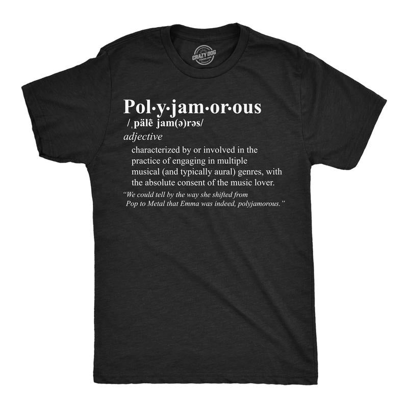 Mens Polyjamorous Definition Funny T Shirts Sarcastic Music Tee for Men Mens Funny T Shirts Cool Tees Soft Stylish Casual...