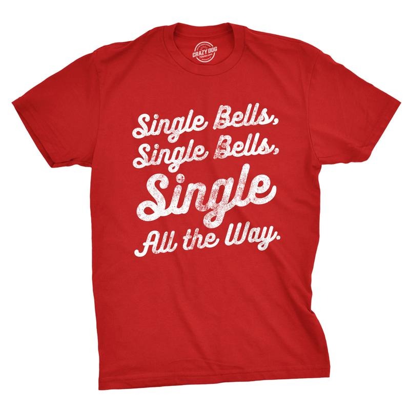 Mens Single Bells T Shirt Funny Christmas Jingle Bells Tee Mens Funny T Shirts Cool Tees Soft Stylish Casual Menswear...