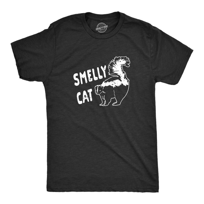 Mens Smelly Cat T shirt Funny Skunk Novelty Gift Dad Joke Humorous Graphic Tee Hoodie Sweatshirt | PrintMintTees.com