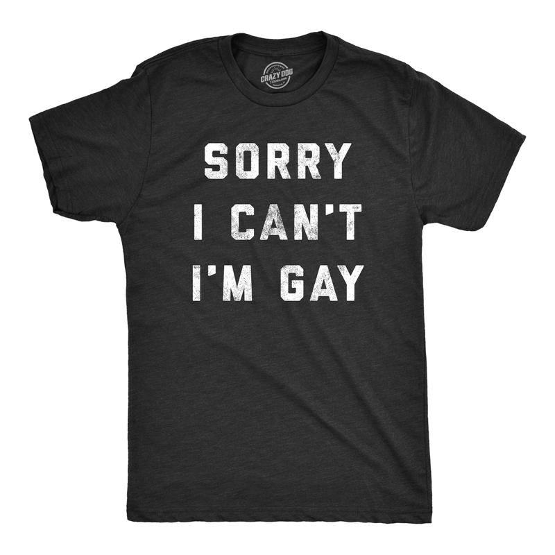 Mens Sorry I Cant Im Gay T Shirt Funny LGBT Pride Tee Mens Funny T Shirts Cool Tees Soft Stylish Casual Menswear Pride...