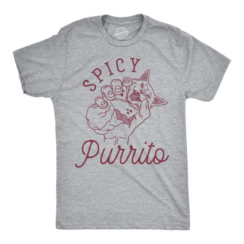 Mens Spicy Purrito Tshirt Funny Cat Burrito Cute Food Tee Hoodie Sweatshirt | PrintMintTees.com