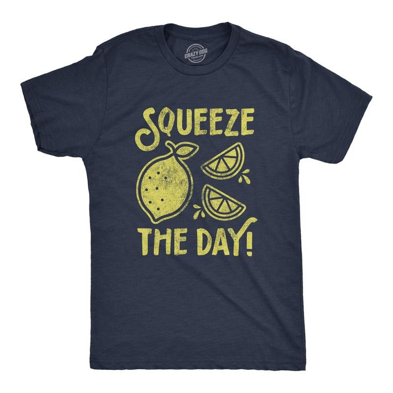 Mens Squeeze The Day T Shirt Funny Lemons Citrus Motivational Graphic Tee Mens Funny T Shirts Cool Tees Soft Stylish...