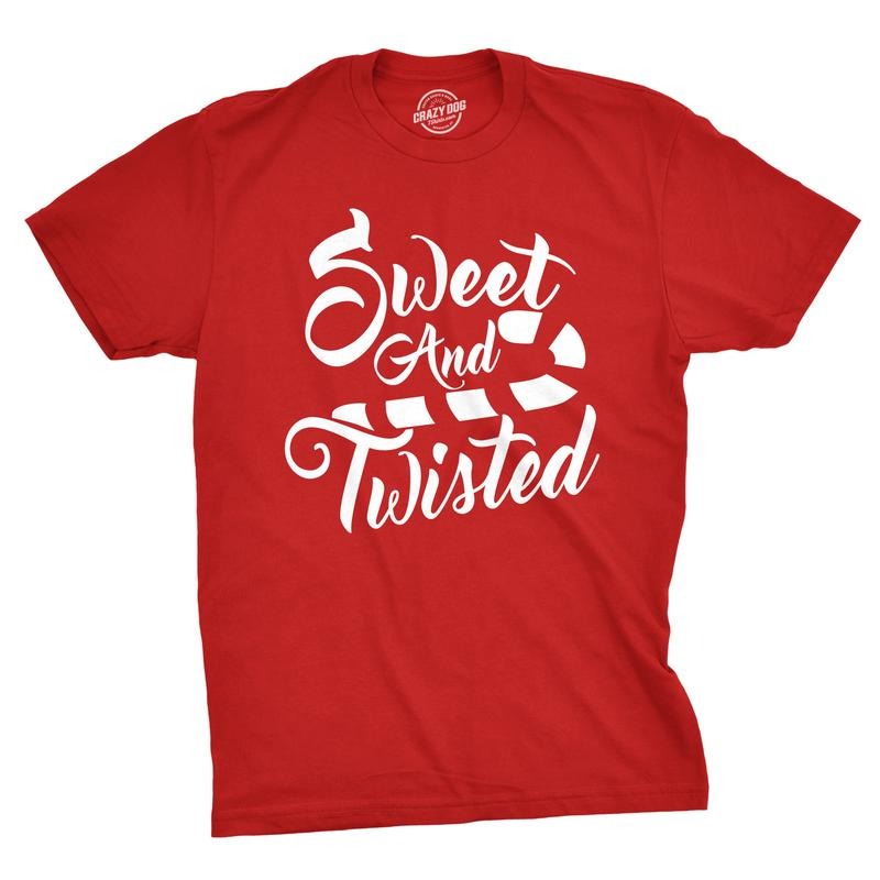 Mens Sweet And Twisted T Shirt Cute Funny Candycane Christmas Tee For Guys Mens Funny T Shirts Cool Tees Soft Stylish...