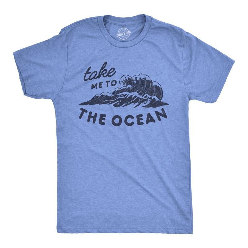 Mens Take Me to The Ocean T Shirt Cute Beach Vacation Tee Mens Funny T Shirts Cool Tees Soft Stylish Casual Menswear...