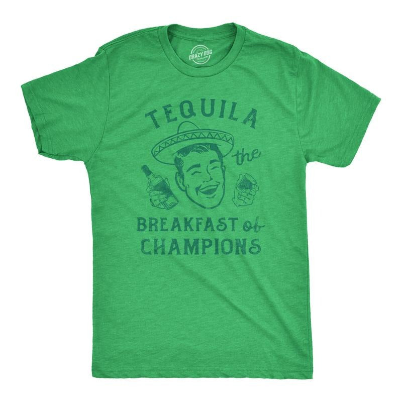 Mens Tequila The Breakfast Of Champions T Shirt Funny Liquor Drinking Partying Tee For Guys Mens Funny T Shirts Cool Tees...