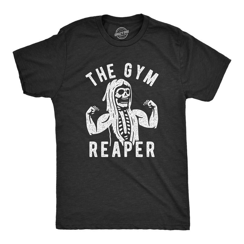 Mens The Gym Reaper T Shirt Funny Grim Reaper Funny Fitness Halloween Workout Tee Mens Funny T Shirts Cool Tees Soft...