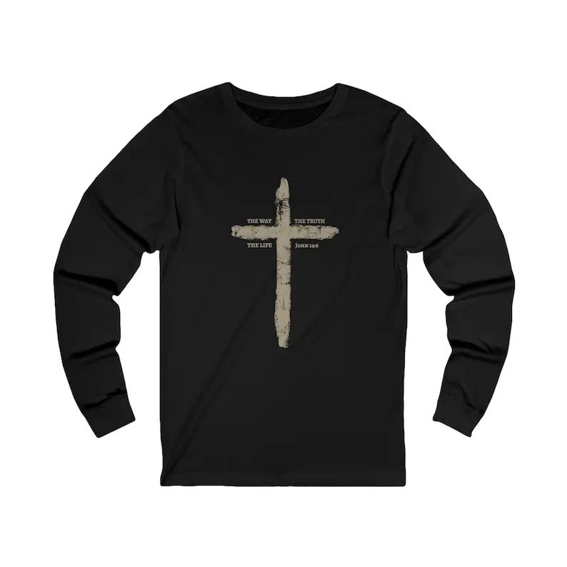 Mens The Way The Truth The Life Cross Tshirt, Christian Dad Fathers Faith Tee Shirt Gift, Rugged Cross  T-shirt, sweater...