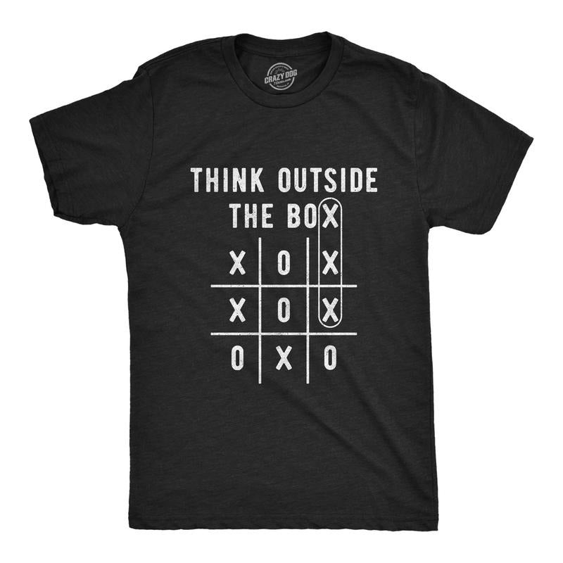 Mens Think Outside the Box Tic Tac Toe Tshirt Funny Clever Trick Board Game Graphic Tee Hoodie Sweatshirt | PrintMintTees.com