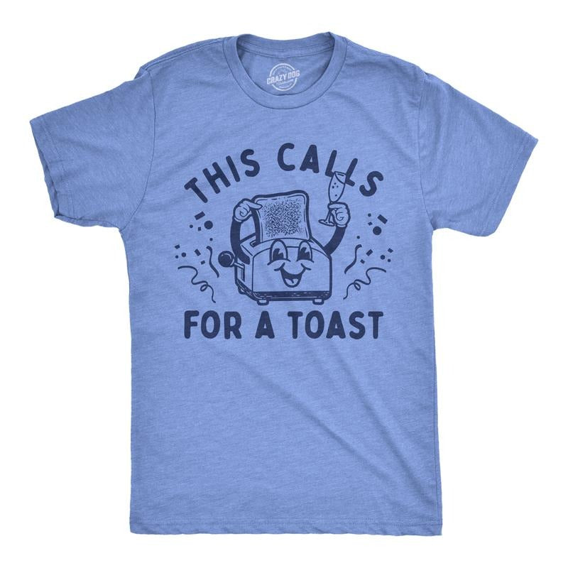 Mens This Calls for A Toast T Shirt Funny Breakfast Toaster Joke Tee for Guys Mens Funny T Shirts Cool Tees Soft Stylish...
