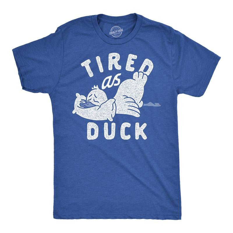 Mens Tired As Duck Funny T Shirts Sarcastic Animal Graphic Tee for Men Mens Funny T Shirts Cool Tees Soft Stylish Casual...