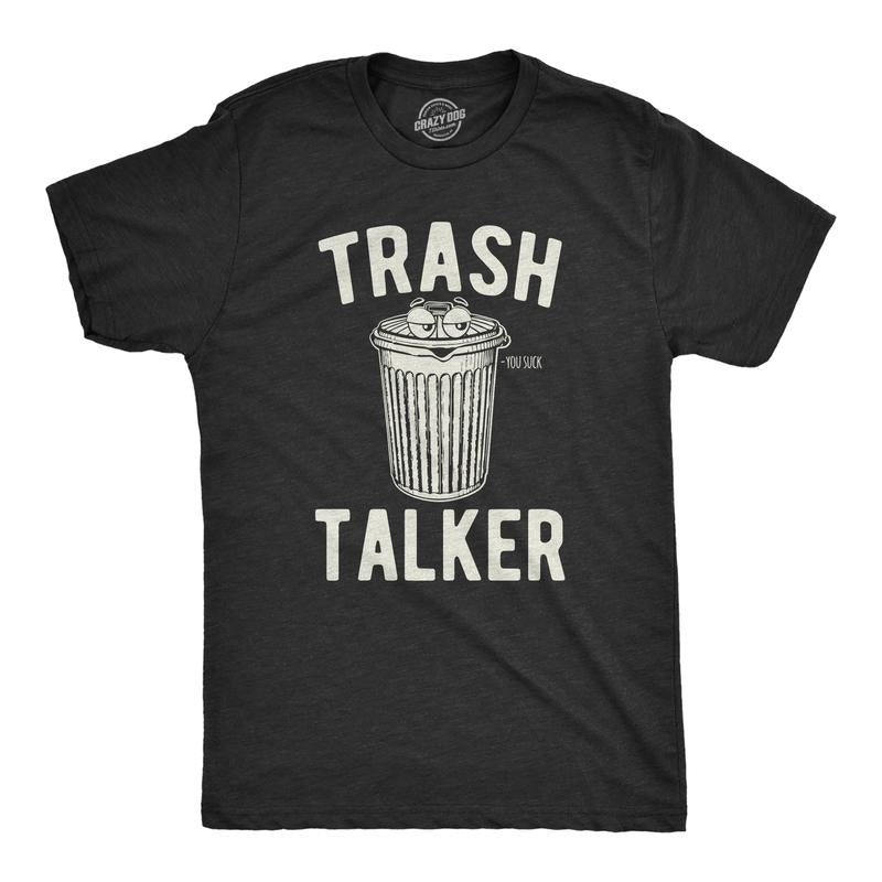Mens Trash Talker T Shirt Funny Sarcastic Talking Garbage Can Graphic Novelty Tee for Guys Mens Funny T Shirts Cool Tees...