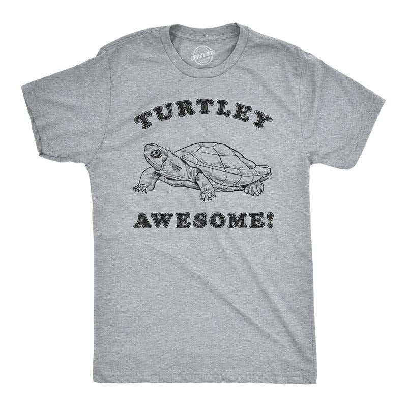 Mens Turtley Awesome T Shirt Funny Turtle Tee Cool Vintage Top Mens Funny T Shirts Cool Tees Soft Stylish Casual Menswear...