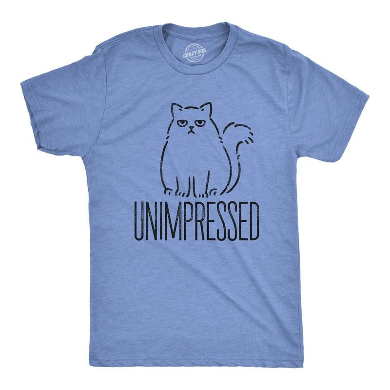 Mens Unimpressed Funny Cat Dad T-Shirt Hilarious Kitty Graphic Tee Pet Lover Mens Funny T Shirts Cool Tees Soft Stylish...