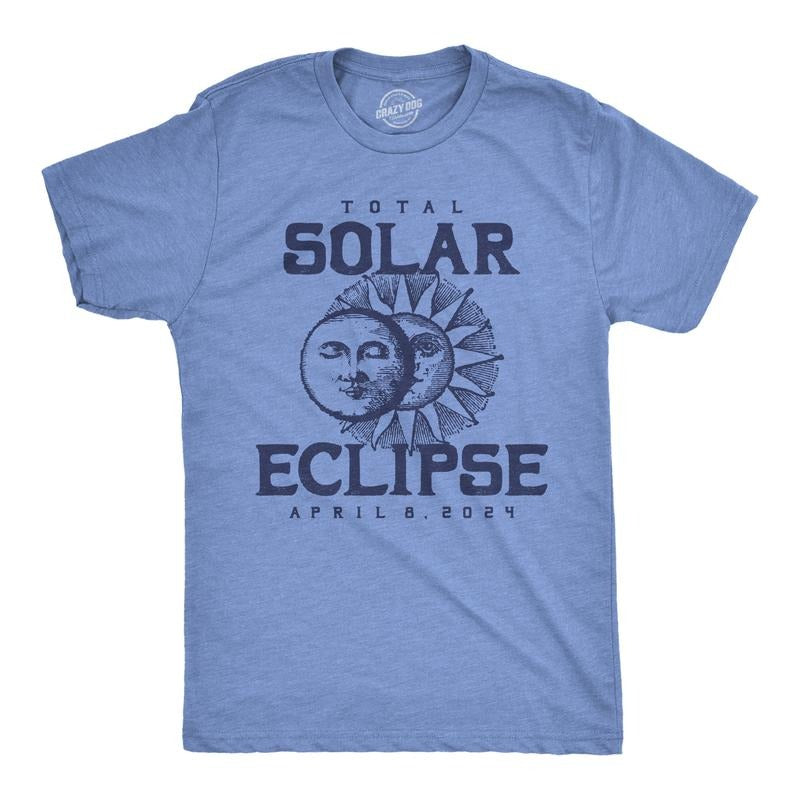 Mens Vintage 2024 Total Solar Eclipse Funny T Shirt Novelty Graphic Tee For Men Hoodie Sweatshirt | PrintMintTees.com