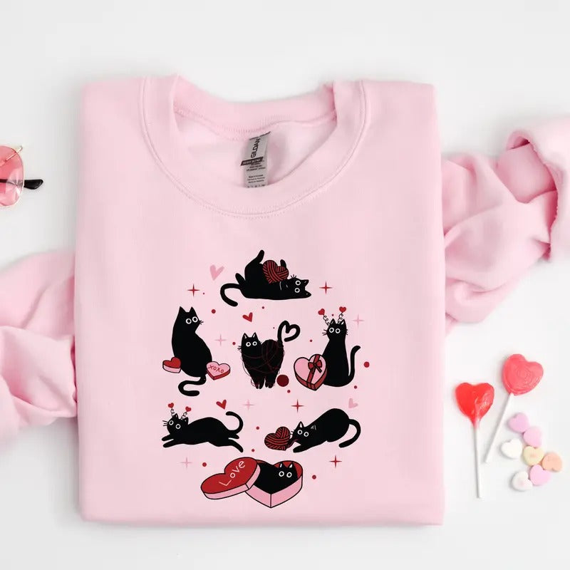 Meowy Valentine Shirt, Valentines Cat Sweatshirt, Happy Valentines, Cat Lover Shirt, Valentines Gift, Gifts For Cat...