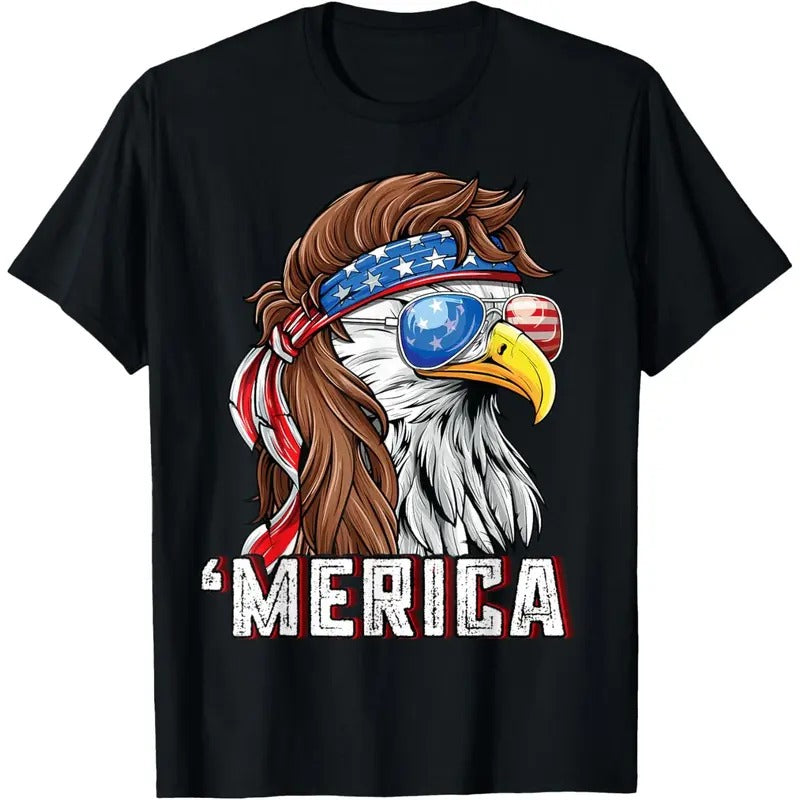 Merica USA American Flag Patriotic 4th of July Bald Eagle T-Shirt made in usa Hoodie Sweatshirt | PrintMintTees.com