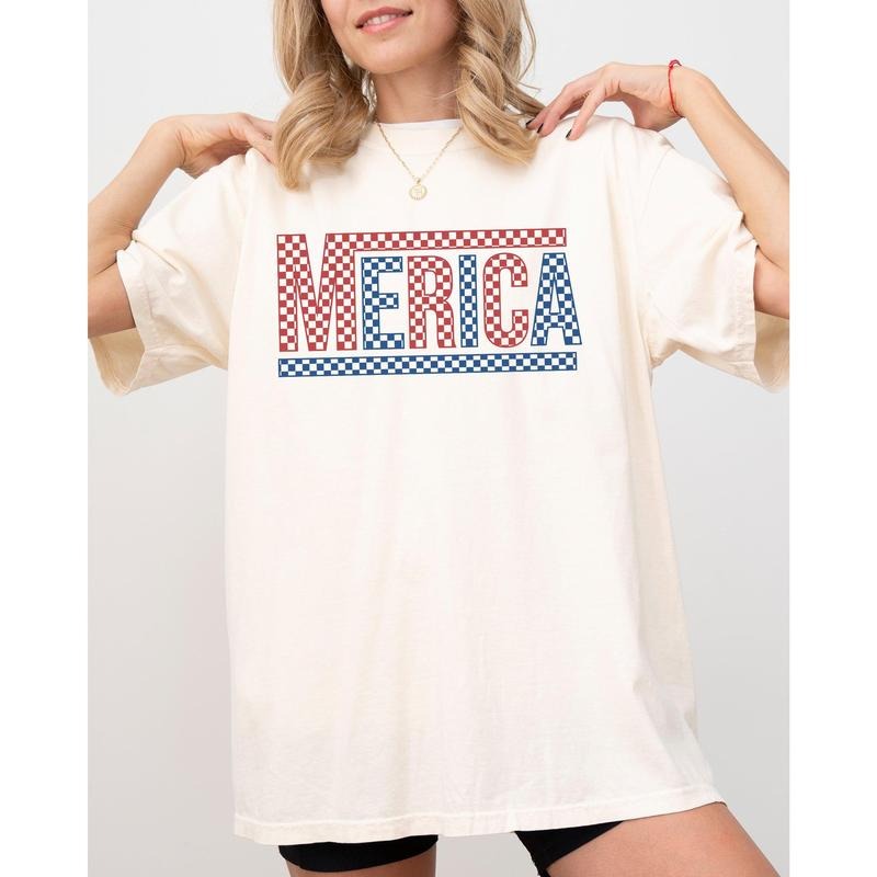 Merica America Retro Checkered Independence Day USA 4th July Fourth July Comfort Colors Patriotic Independence Day Fourth July 4th July America USA T-Shirts, Hoodie, Sweatshirt