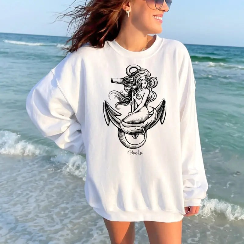Mermaid Anchor Sweatshirt Womenswear Shirt Hoodie | PrintMintTees.com