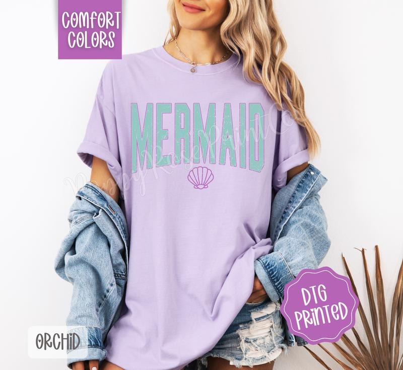 Mermaid Comfort Colors Tshirt, Cute Summer Tee, Girly Beach Shirt Hoodie, Sweatshirt | PrintMintTees.com