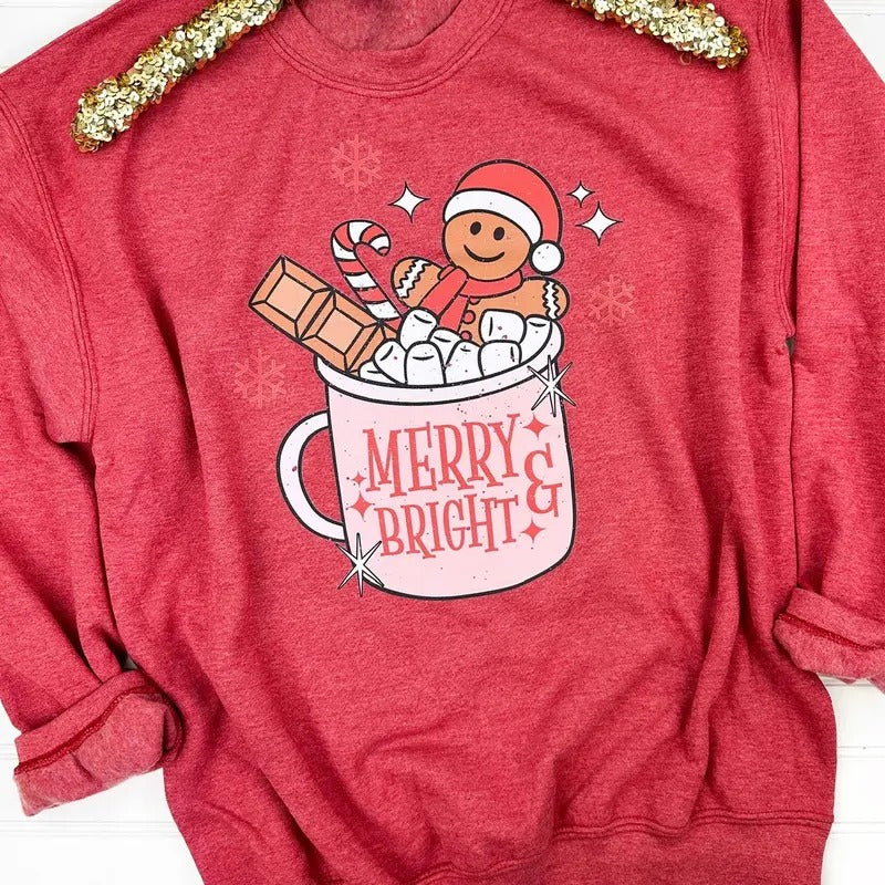 Merry & Bright Gingerbread Sweatshirt Shirt Hoodie | PrintMintTees.com