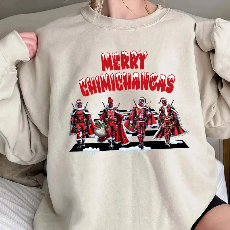 Merry Chimichangas Shirt, Christmas Movies Shirt, Xmas Graphic Tee Comfort Cotton Hoodie Sweatshirt | PrintMintTees.com