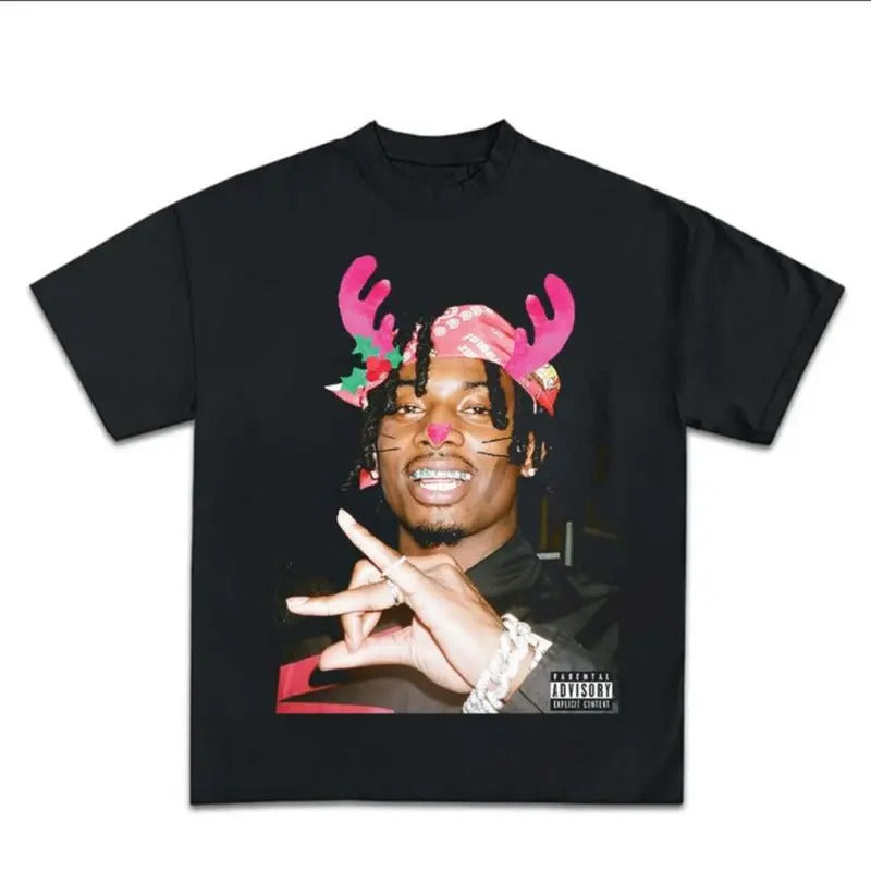 Merry Christmas Carti Graphic Rap Tee Shirt Big Face King Vamp Reindeer Cute Crewneck Top Menswear Hoodie Sweatshirt