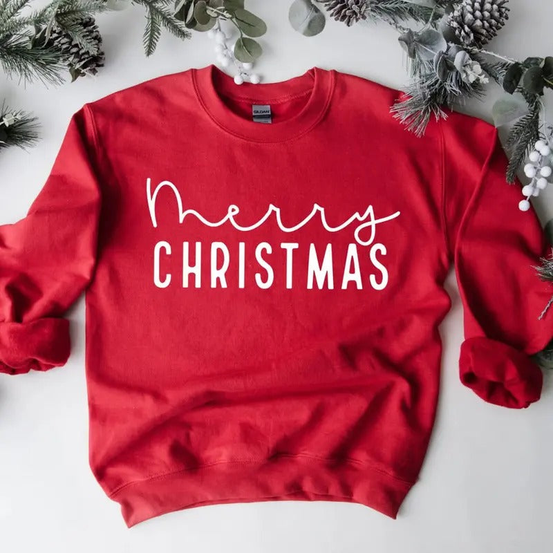 Merry Christmas Crewneck Sweatshirt, Merry Christmas T-Shirt, Christmas Sweater For Women, Xmas Gift Hoodie