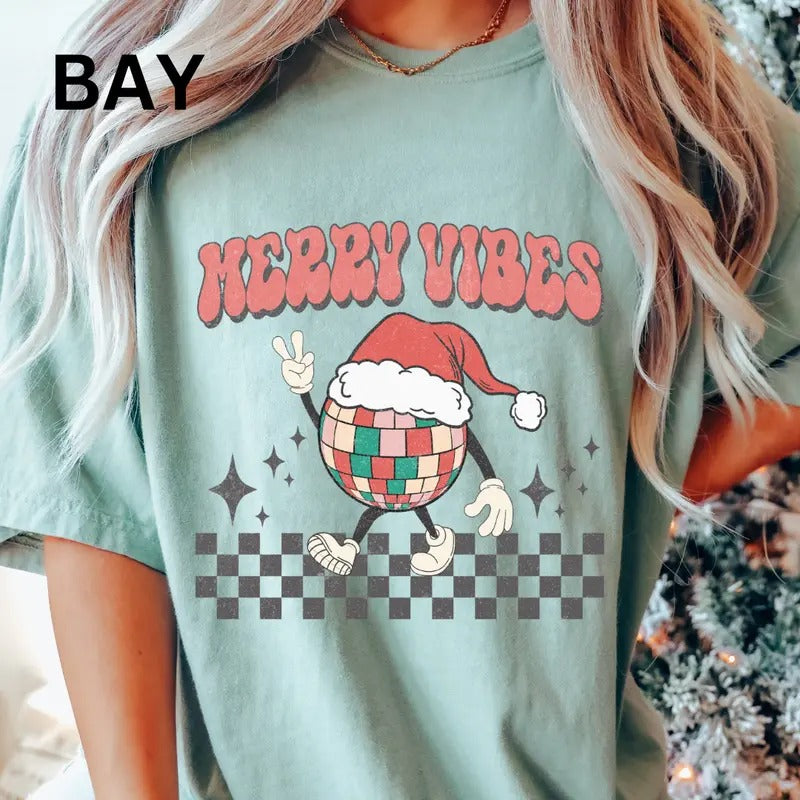 Merry Christmas Disco Shirt,  Comfort Colors Christmas Shirt, Christmas Shirt, Retro christmas Shirt, Cotton Fabric...