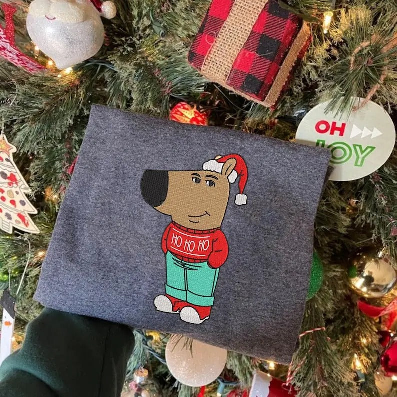 Merry Christmas Just A Chill Guy Sweatshirt Chill Guy Dog That Lowkey Doesn't Give Meme , Funny Trending Meme Shirt Hoodie