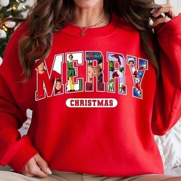Merry Christmas Movie Sweatshirt, Retro Christmas Character Sweatshirt Shirt Hoodie | PrintMintTees.com