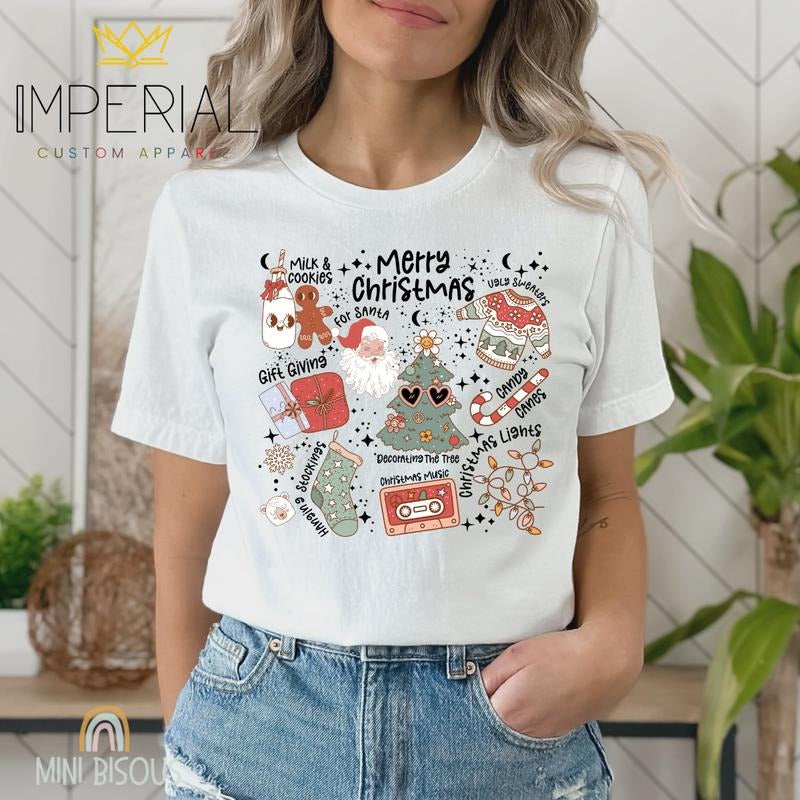 Merry Christmas Retro Collage T-Shirt, Premium Cotton , 2023 Holiday Tee , Christmas Festive tee Hoodie Sweatshirt