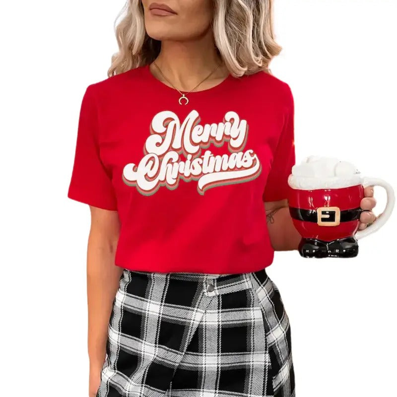 Merry Christmas Shirt Womenswear Top Streetwear Shortsleeve Hoodie Sweatshirt | PrintMintTees.com