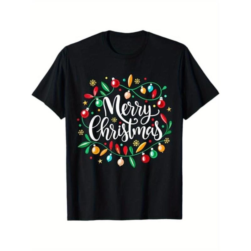 Merry Christmas T-Shirt for Men Women, Christmas Gift, Unsex Soft Fabric, Breathable, Comfortable Black Short Sleeve Tees...