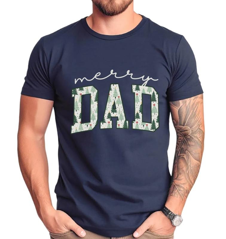Merry Dad Shirt, New Daddy Christmas T Shirt, Xmas Pregnancy Announcement, Merry Dada Tee, Winter Dad Gift, Unisex Short...