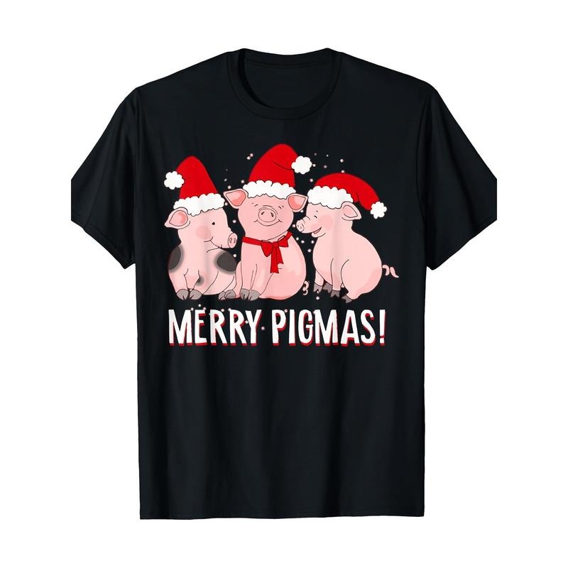 Merry Pigmas Funny Three Pigs Lover Christmas Farmers Tee T-Shirt-made in usa Hoodie Sweatshirt | PrintMintTees.com