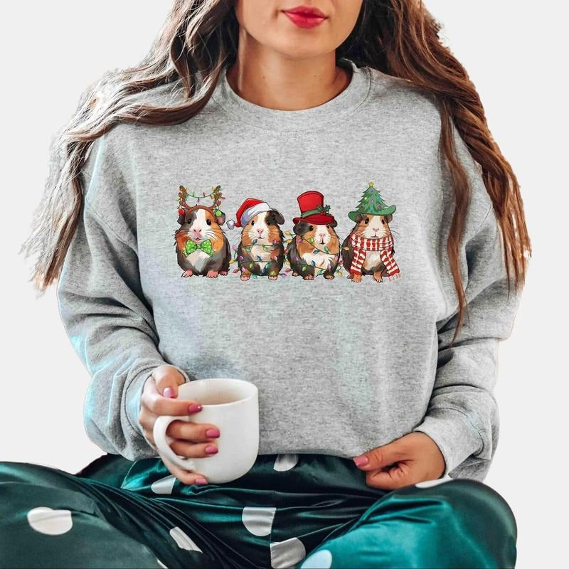 Merry Pigmas Sweatshirt, Christmas Guinea Pig Shirt, Unisex Crewneck Sweatshirt & Shirt Cotton Fabric Hoodie
