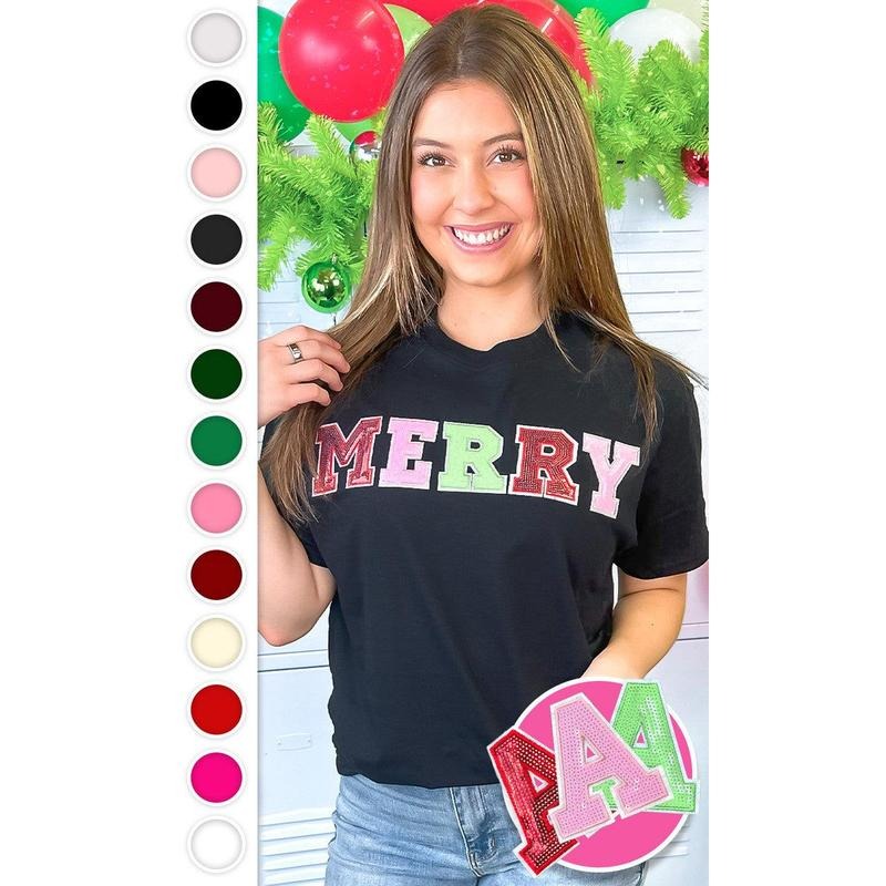 Merry Sequin Graphic T-Shirt Hoodie Sweatshirt | PrintMintTees.com