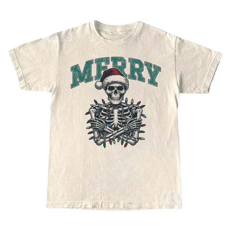 Merry Skeleton Shirt, Funny Christmas Shirt, Cute Spooky Season Tee Hoodie Sweatshirt | PrintMintTees.com